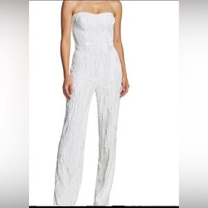 Dress the Population White sequence Strapless Jumpsuit NWT size small